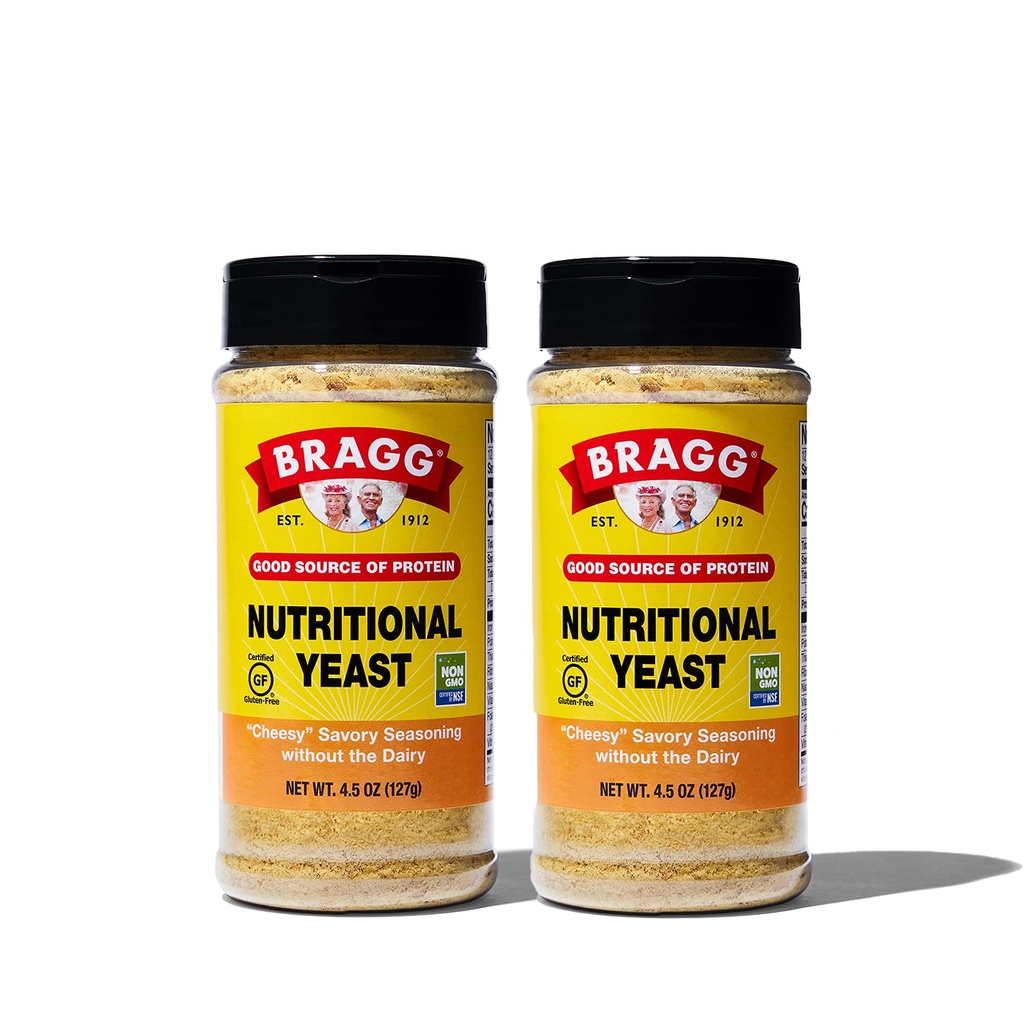 Bragg Premium Nutritional Yeast Seasoning - Vegan, gluten Free - Dobrý zdroj bílkovin a vitaminů - Nutritional Savory Parmesan Cheese Substitute (Původní, 4.5 Ounce (Balení 2))