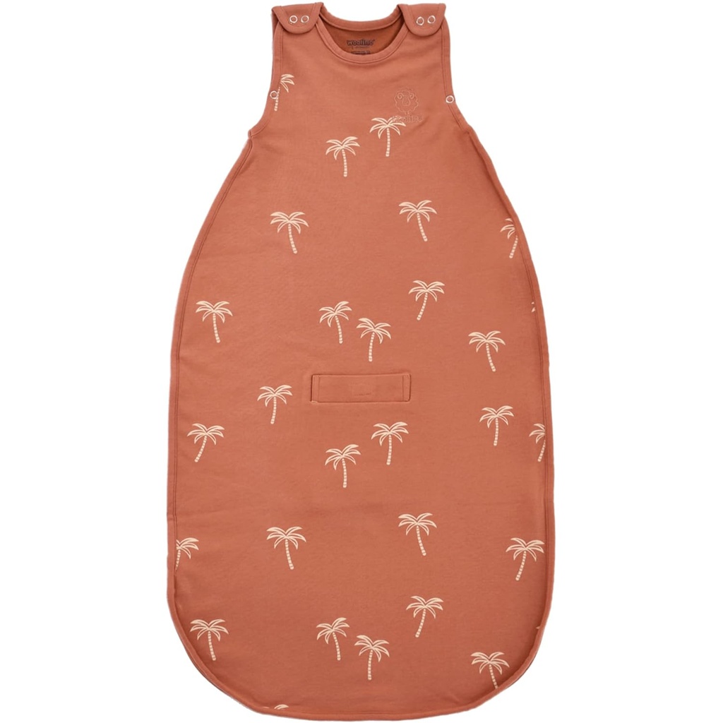 Woolino Merino Wool & Organic Cotton Baby Sleep Sack 2-24 měsíců - Ultimate 4-Season Baby Sleeping Bag, Univerzální velikost Nositelná deka, 2-Way Zipper & Nastavitelný Fit, Year- Round Use - Palms