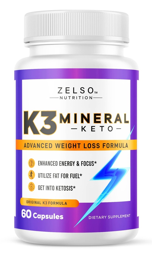 ZELSO K3 Minerální hubnutí pilulky pro ženy a muže, K3 Minerální pilulky - K3 Sůl Mineral, Vitamin + K3 Kapsle Dodatek pro Keto Váha Ztráta - 1 měsíc Dodávka