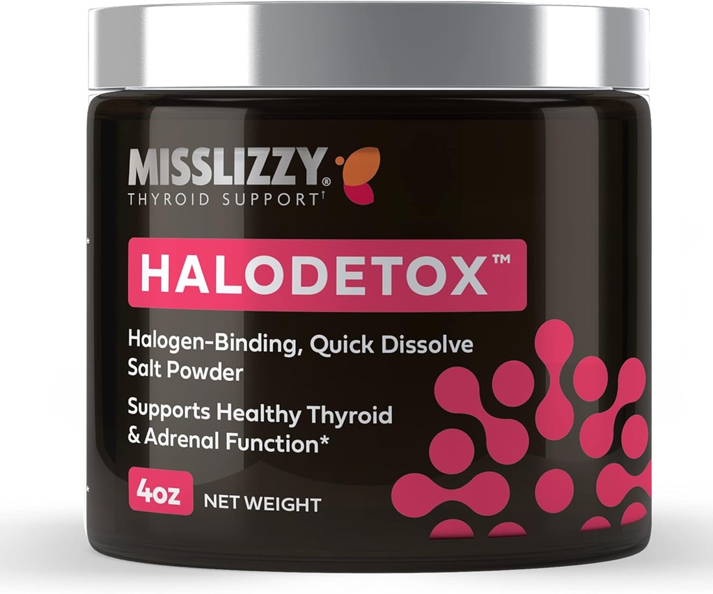 Miss Lizzy HaloDetox - Čisté, nerafinované růžové soli prášek s 80 Minerály na Halogen Detox Brom, Chlor, & Fluorid, doplnit elektrolyty, & Podpora zdravé štítné žlázy & Adrenal funkce - 4oz