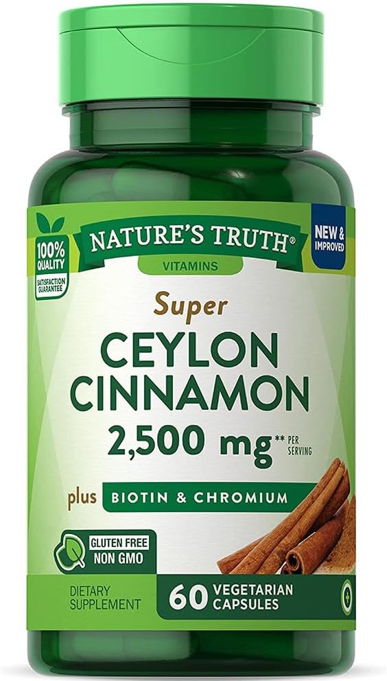 Nature 's Truth Super Skořice plus Biotin & Chrom Rychlé uvolnění kapsle - 60 ct, balení po 3