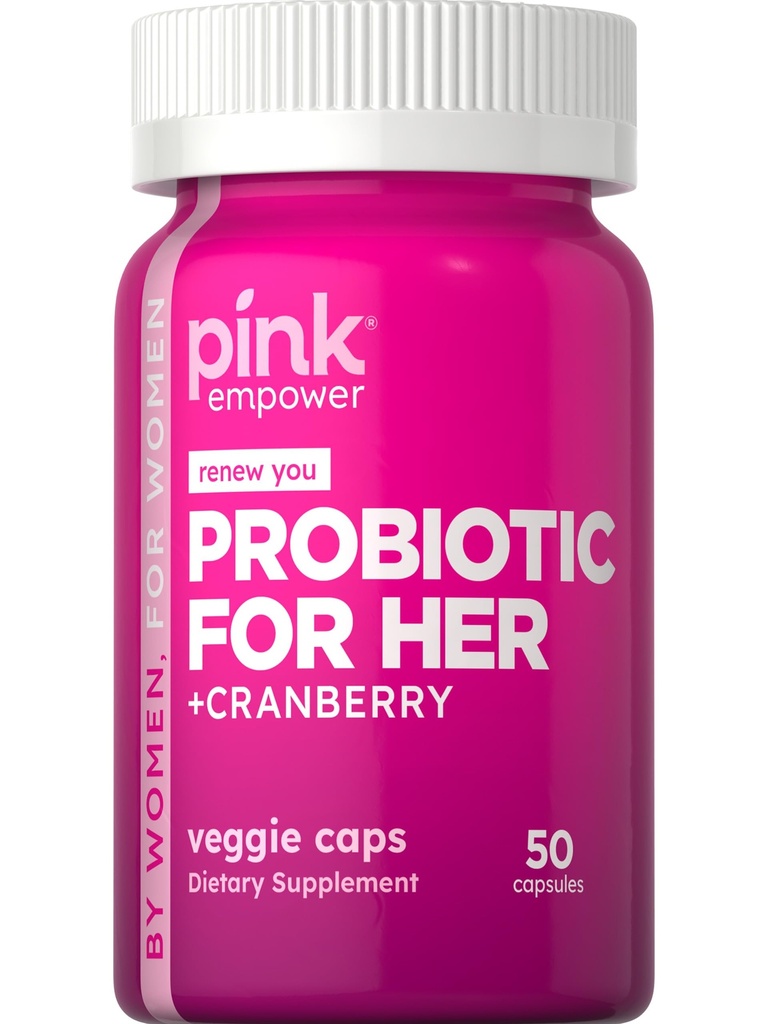 PINK Probiotika pro ženy PHARMAN 124; Digestive Health Support Capsules Plus Cranberry PHARMAN 124; 50 Count GARMAN 124; Vegetarian, Non- GMO & gluten zdarma dodatek