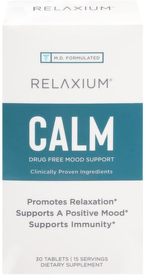 Relaxium klid, Non- Habit Forming, Stress a Mood Support Dodatek, Zvýšit Mood & Boost Relaxation s Ashwagandha, 5-HTP, GABA, Vášeň Květiny, (30 Tablety, 2 týden Dodávka)