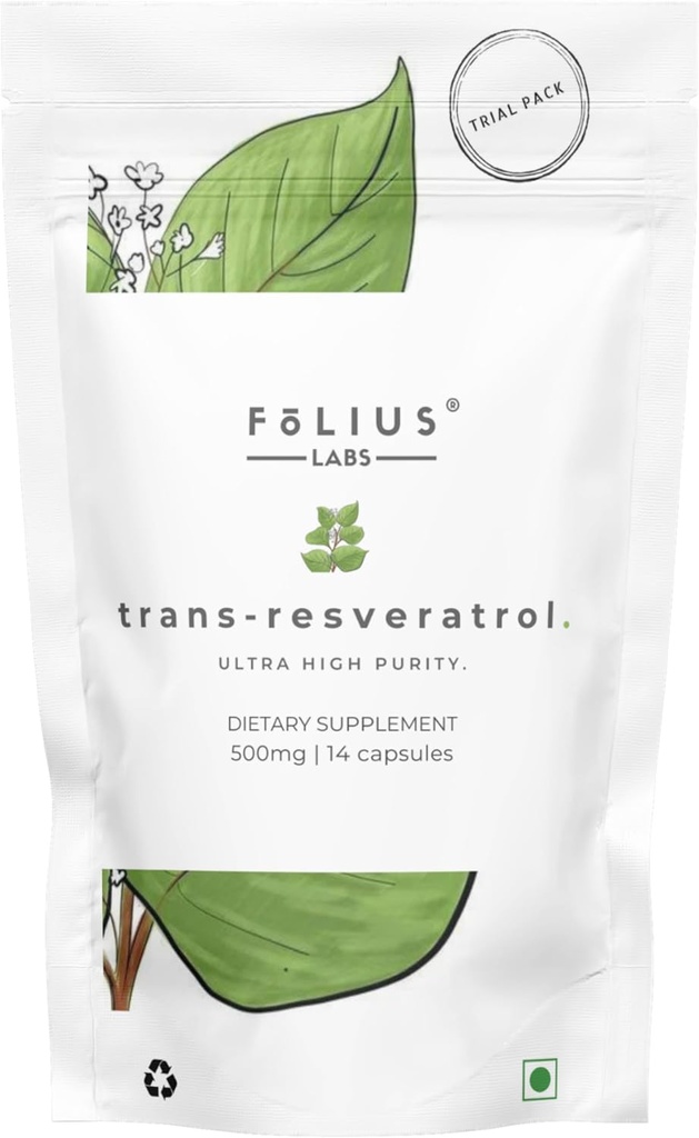 Ultra vysoká čistota Resveratrol Kapsle - 99% Trans- Resveratrol - Japonská Knotweed Extract - Podpora imunity, Podpora zdravého stárnutí - (1 týden zkušební balení)