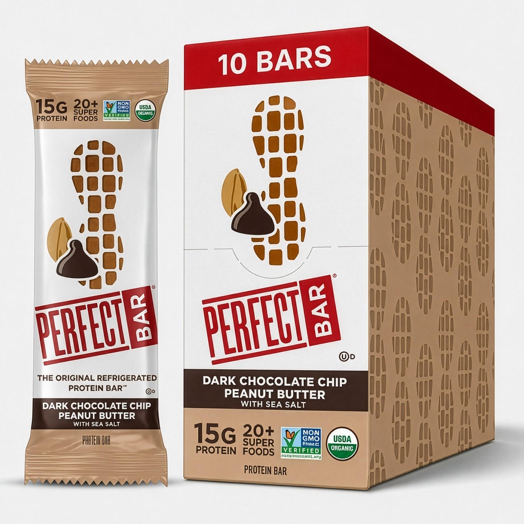 Perfect Bar, Tmavá Čokoláda Chip Butter Protein Bar, High Protein, Organic, Gluten Free, Soy Free, Non GMO, No Cukr Alkoholy, 2.3 Ounce Bar, 10 Počet