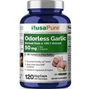 NusaPure Odorless Česnek 100: 1 Extrakt, 50 mg Ekvivalentní s 5000mg Kapsle 124; 120 Veggie Caps PHAR124; High Potency PHAR124; Bylinný dodatek PHAR124; Non- GMO