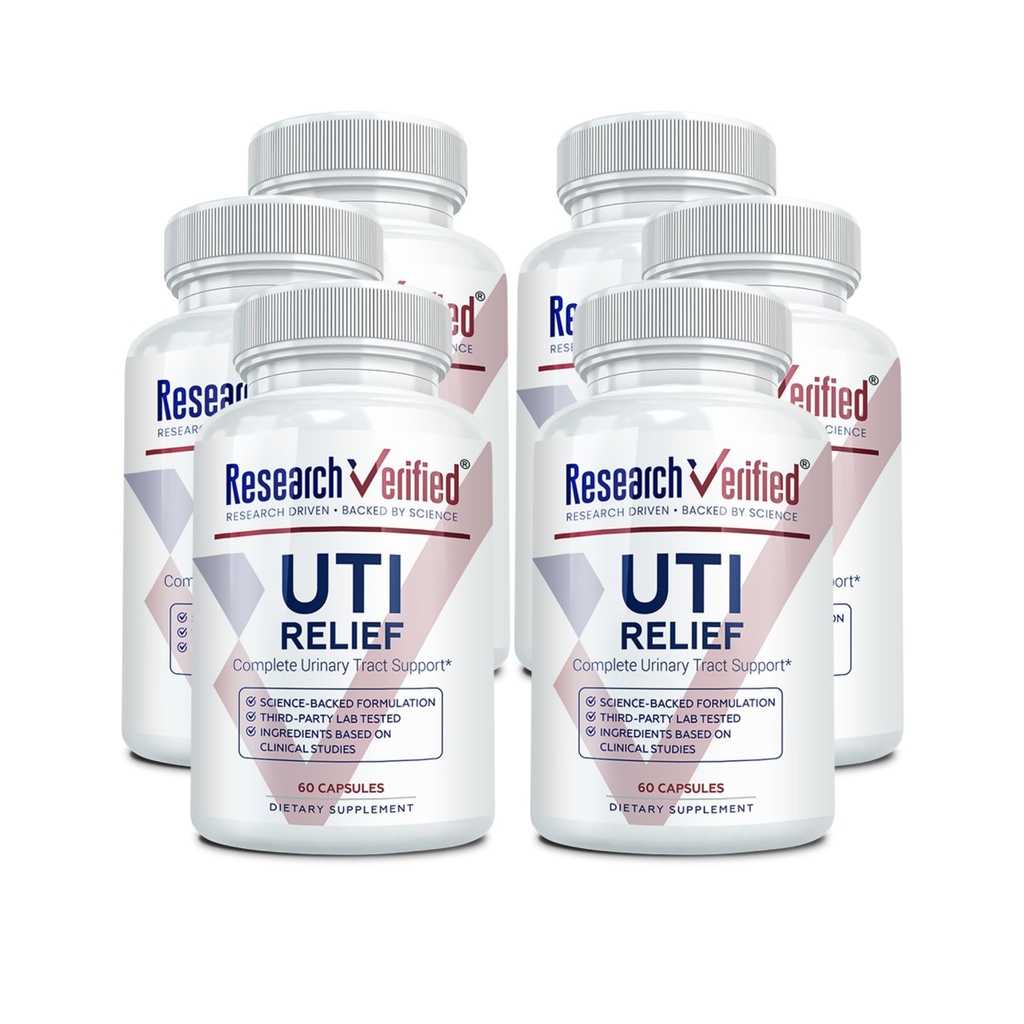 Výzkum ověřený UTI Relief - Močový Trakt Supplement - 100% přírodní, Vegan s Lingonberry, Cranberry & D-Mannose - 6 Láhev (6 měsíců dodávky)