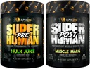 ALPHA LION Superhuman Pre Workout Powder & Post Workout Recovery Bundle, Setrvalá energie & Focus + Lean Muscle Growth, Síla & Volume (Hulk Juice & Muscle Marg