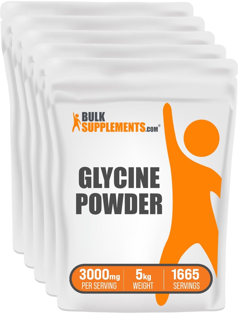 BulkSupplements.com Glycin Powder - Glycin doplňky, Amino Acid dodatek - Neochucený & gluten zdarma, 3g na Serving, 1kg (balení 5) (11 liber)