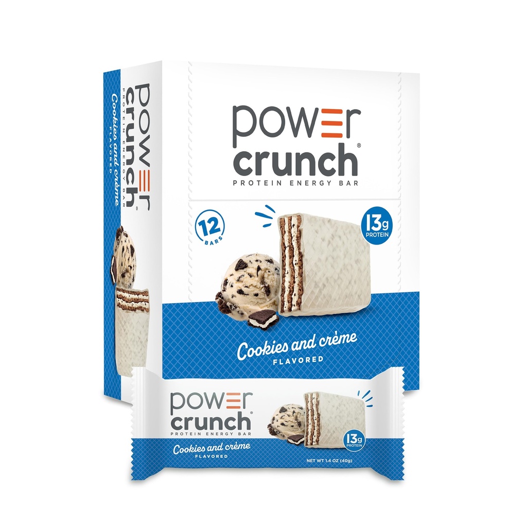 Power Crunch Protein Bary, High Protein Snacks s lahodnou chutí, Cookies a Crème, 1.4 Ounce (12 Počet)