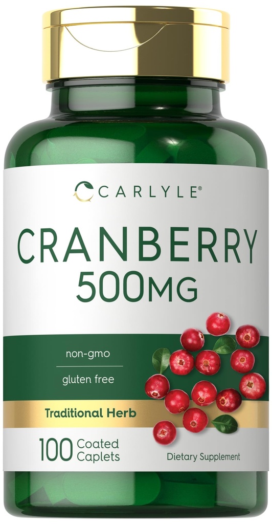 Carlyle Cranberry Pills 124; 500mg crust 124; 100 Caplet crust 124; Non-GMO, gluten zdarma doplněk pro ženy a muže