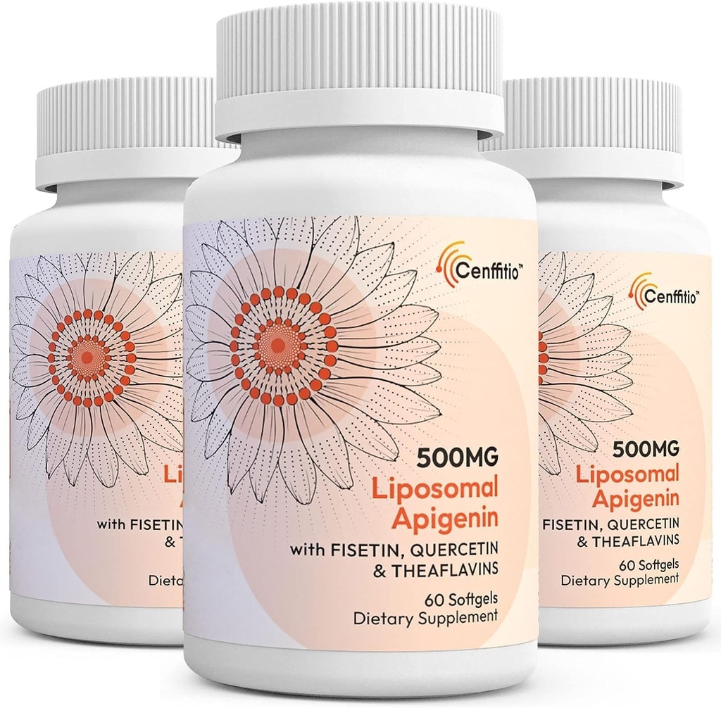 Lipozomální apigenin 500mg Softgels - Optimální apigenin dodatek s Fisetin, Quercetin a Theaflavins - 6 Měsíční dodávky