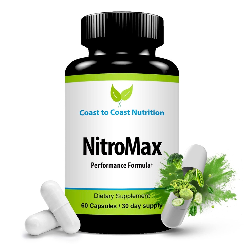 NitroMax Performance Formule - L- Arginin Nitric oxide dodatek Plus Citrulline, AKG, Beta Alanin - Build Muscle, Vascularity, Energy, Circulation - Workout Harder - 60 L- Arginin Kapsle