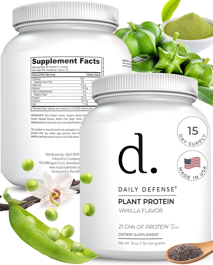 Vanilkový proteinový prášek - 454g Plant- based proteinu s 21g Veganského proteinu na Scoop - 15 Podání nízkocukerného proteinového prášku pro ženy a muže