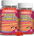 2 Balení Biotin Gummies pro růst vlasů 10000 mcg, Vlasová kůže a nehty Gummy s kyselinou listovou, Vitamíny A, B, C, E & D, Vegan biotin Vitamíny pro ženy a muže, 120 Gummies