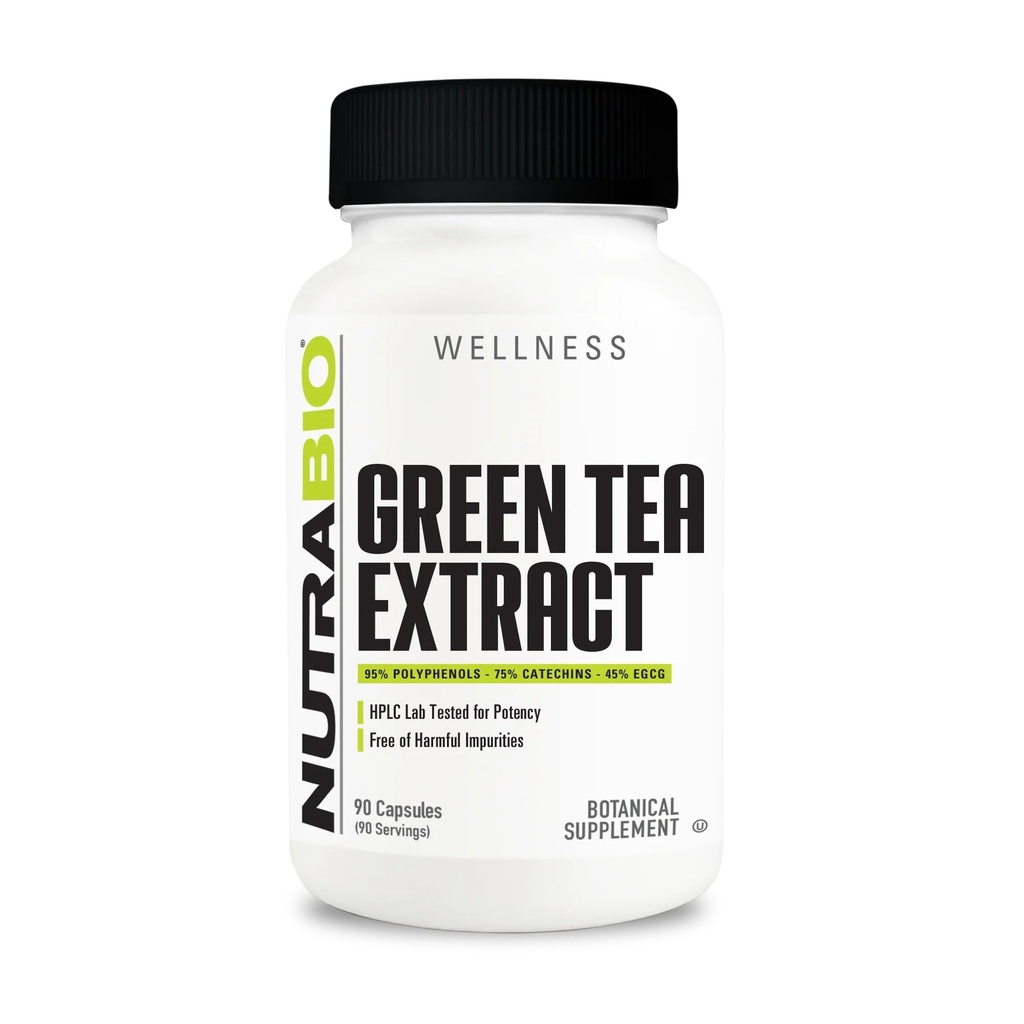 NutraBio Green Tea Extract, Přidá Antioxidační výhody a pomáhá celkovému zdraví a well- Being, 500mg - 90 Kapsle