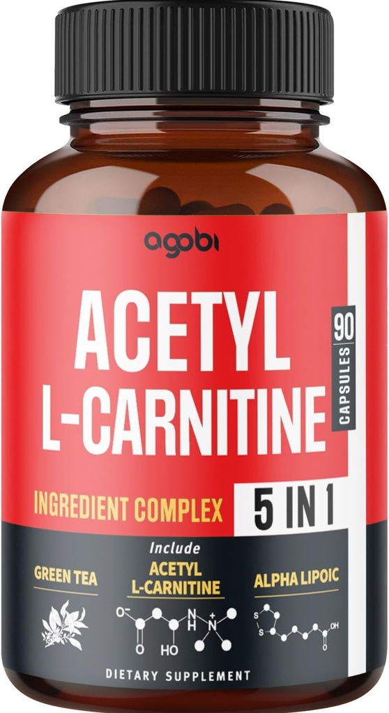Acetyl L- karnitin dodatek - 2600mg 3 měsíce - Směs s alfa Lipoic acid, Zelený čaj, Green Coffee Bean & Raspberry Ketony - Paměť a Brain Health Support, Non- GMO - 90 Vegan Kapsle
