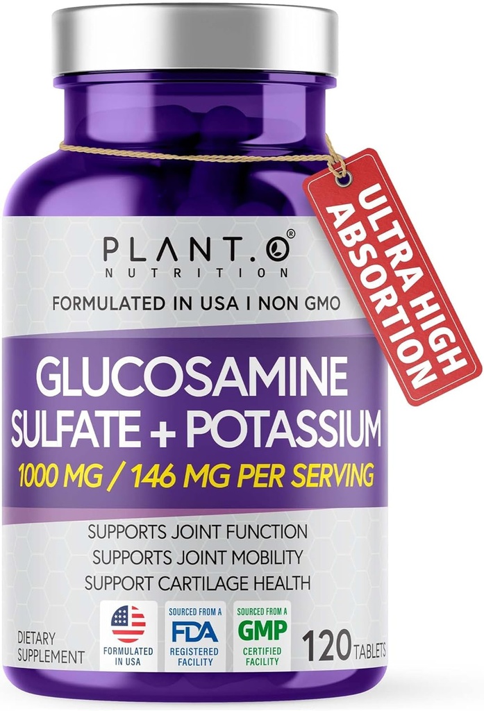 Glukosamin Sulfát s draslíkem 124; Silná společná podpora dodatek 124; Podporuje chrupavky a propojovací tkáně 124; AIDS Kolena a kosti struktury 124; 120 Tablety