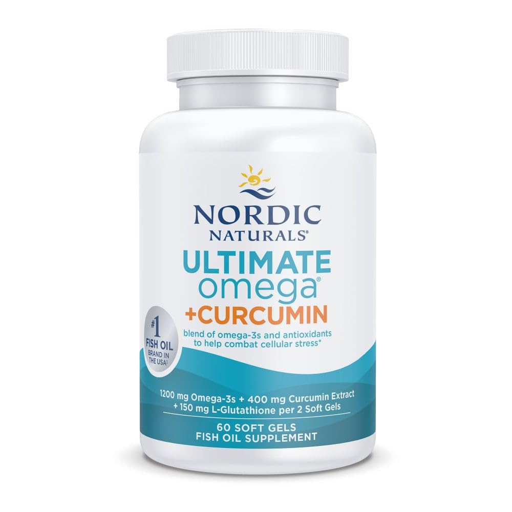 Nordic Naturals Omega Curcumin, Lemon - 60 měkkých gelů - 1200 mg Omega33 + 400 mg Optimalizovaný kurkumin - Bojuje s buněčným stresem - Non- GMO - 30 Služeb