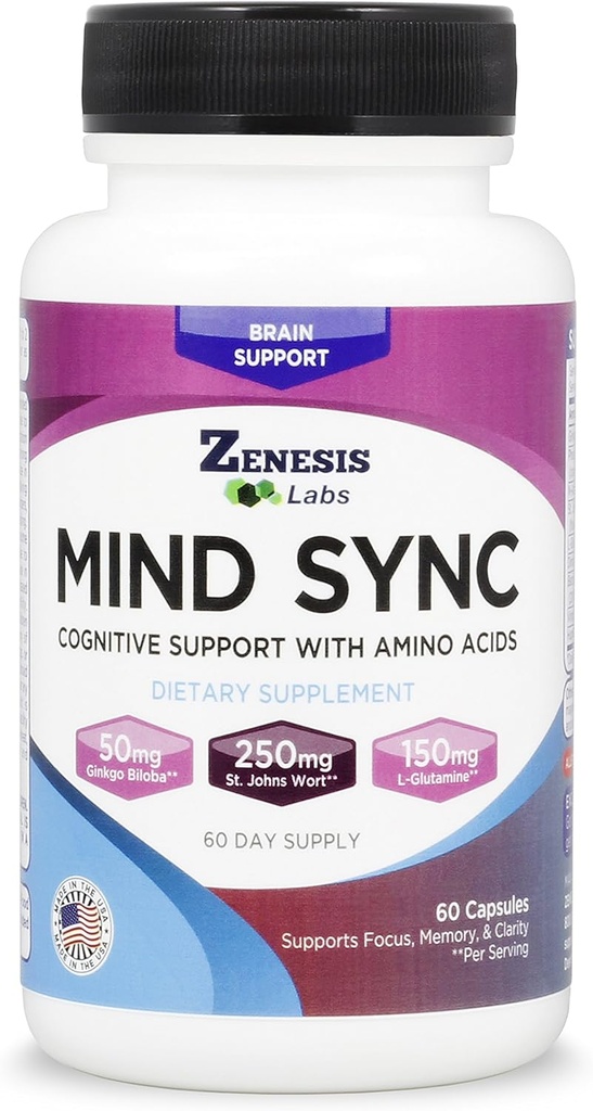 Zenesis Labs Mind SYNC - 60 Kapsle s Ginkgo Biloba, St John 's Wart & L-Glutamin - Přečtěte si prosím recenze