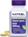 Natrol Alpha Lipoic Acid 300 mg, Dietní dodatek pro General Wellness, 50 Kapsle, 50 denní dodávka