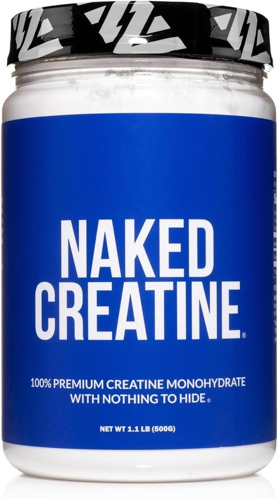 NAKED čistý mikronizovaný kreatin monohydrát prášek - bez příchutí, 500g, 1.1lb Bulk - Vegan, Non- GMO, gluten- Free, Soy- Free, No Fillers, Podporuje růst svalů & síla - 100 Služeb