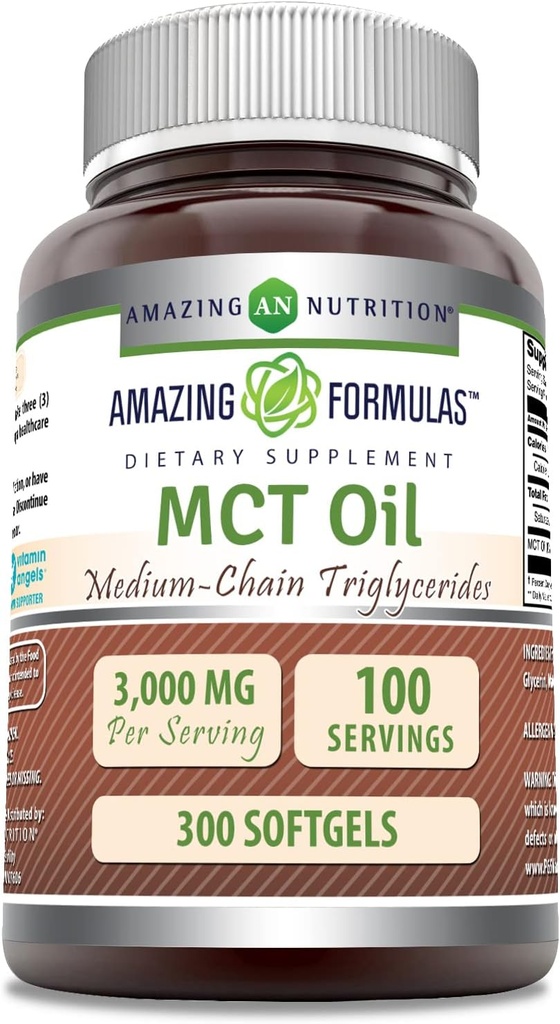 Amazing Appendix MCT Oil Supplement CLAS124; 1000 Mg per Serving CLAS124; Softgels CLAS124; Non- GMO CLAS124; Gluten- Free CLAS124; Made in USA (1 balení, 300 Počet)