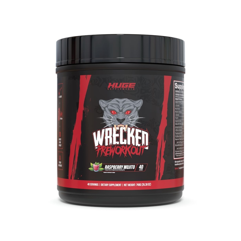 Wrecked Pre Workout, Advanced Formule, Zvyšuje energii, Focus, Čerpadla & Performance, 10g L-Citruline, 6.4g Beta Alanine, 5g Tyrosin, 1g Alpha GPC, 375mg Fast- acting Caffeine & Více