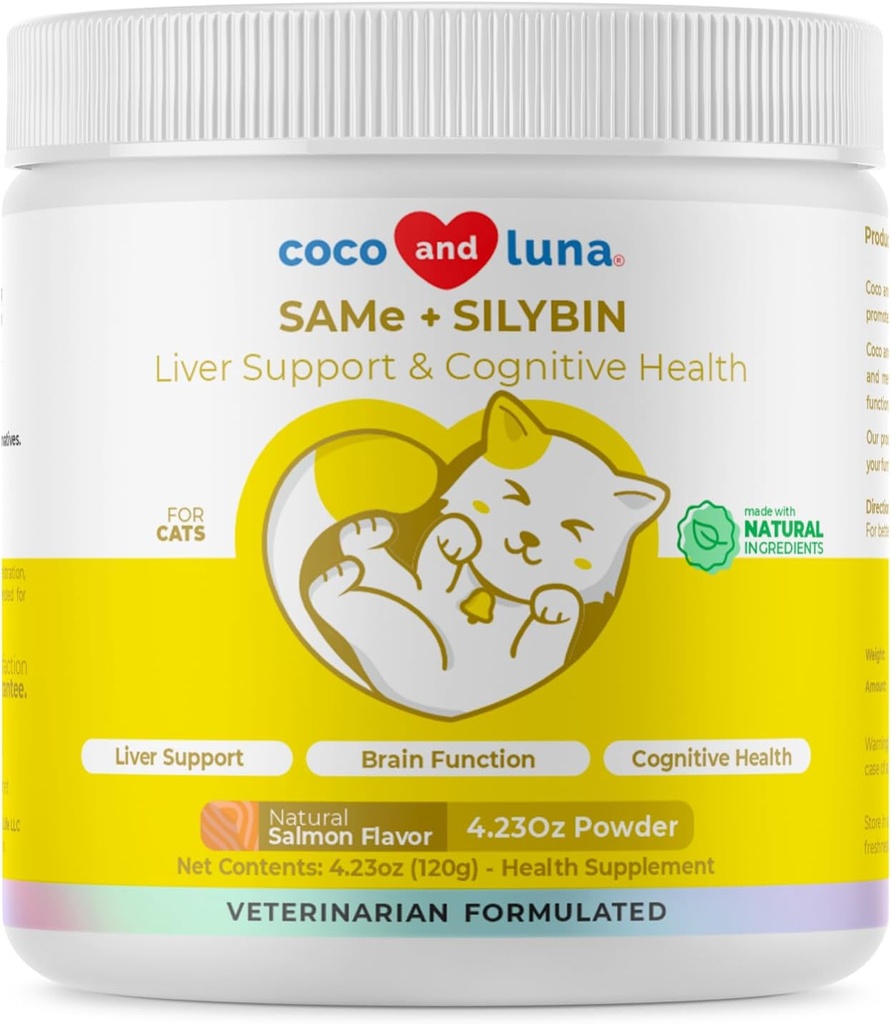 Stejný a Silybin pro kočky - S- Adenosyl- L- Methionin - 120g prášek - Doplněk pro játra - Podpory kognitivních a jaterních funkcí