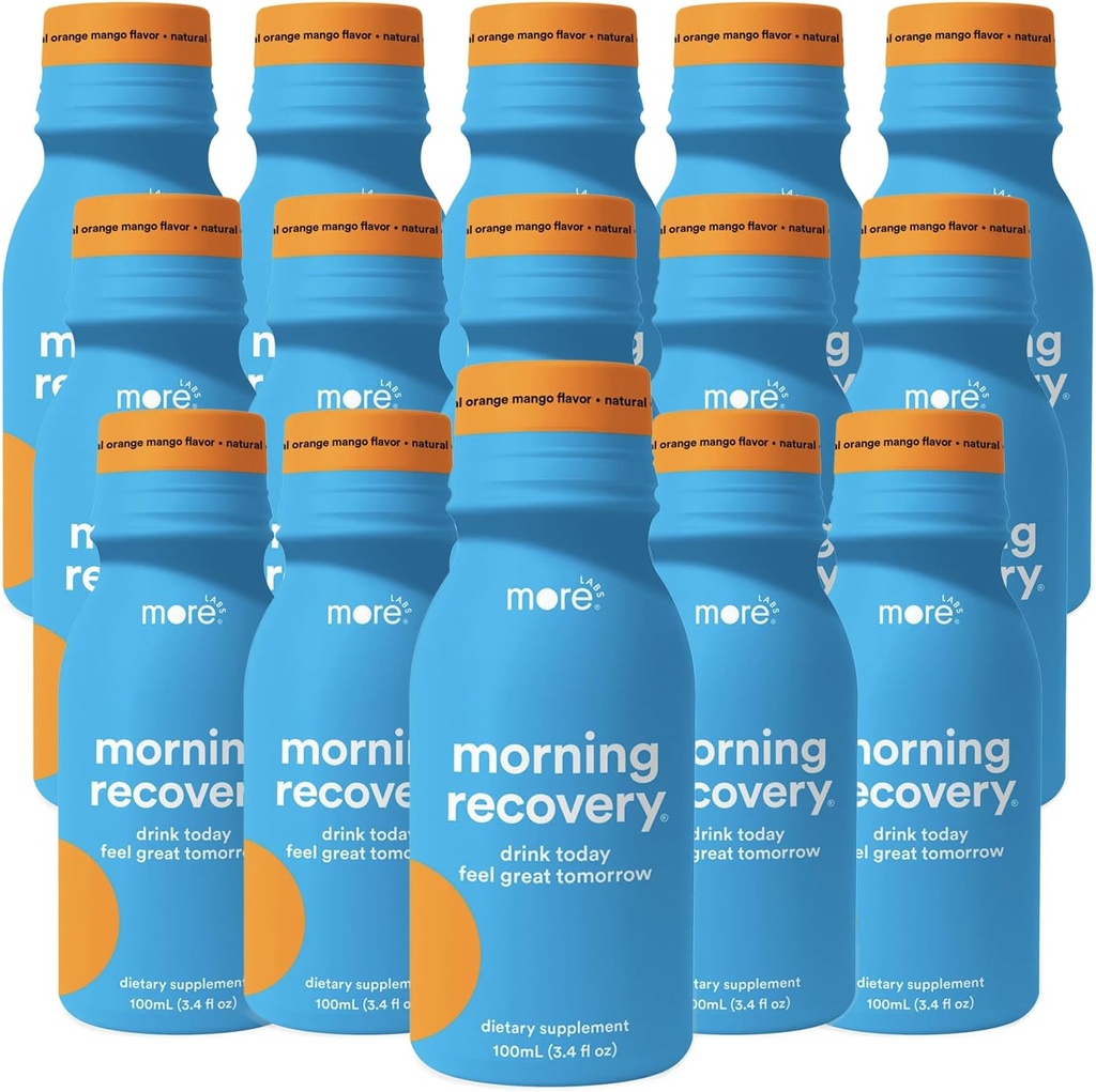 Další Labs Morning Recovery Orange Mango Flavor Electrolyte & Milk Thistle Drink 15 Balení 124; Hydrate při pití 124; Vysoce rozpustné kapalné DHM