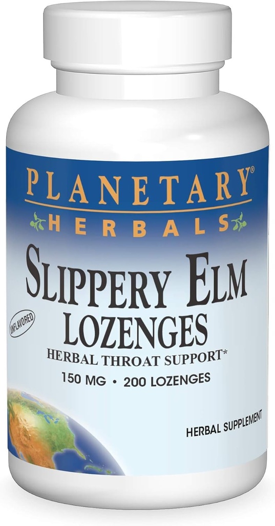 PLANETOR HERBALS Slippery Elm Lozenges, Neochucené, 200 Počet