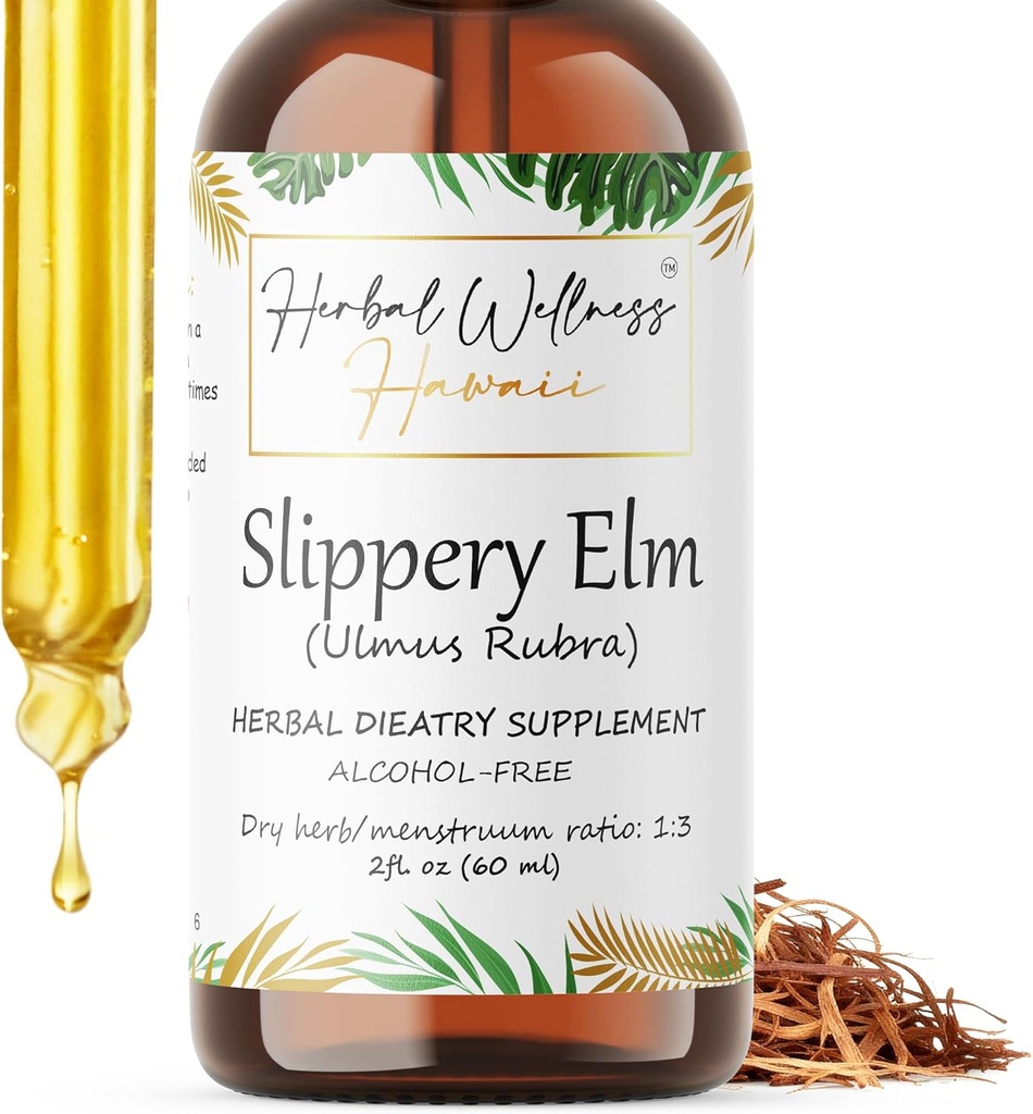 Slippery Elm (Ulmus Rubra) Sušené Bark Alcohol- Free Liquid Extract (2 oz)