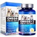 Omega-3 Rybí olej pro psy, Omega 3 Rybí olej s EPA & DHA podporuje psy Sezónní alergie Relief, Zvyšuje imunitní funkci, Itch Skin Relief & Podpora zdraví, Pet doplňky - 120 Soft Gels