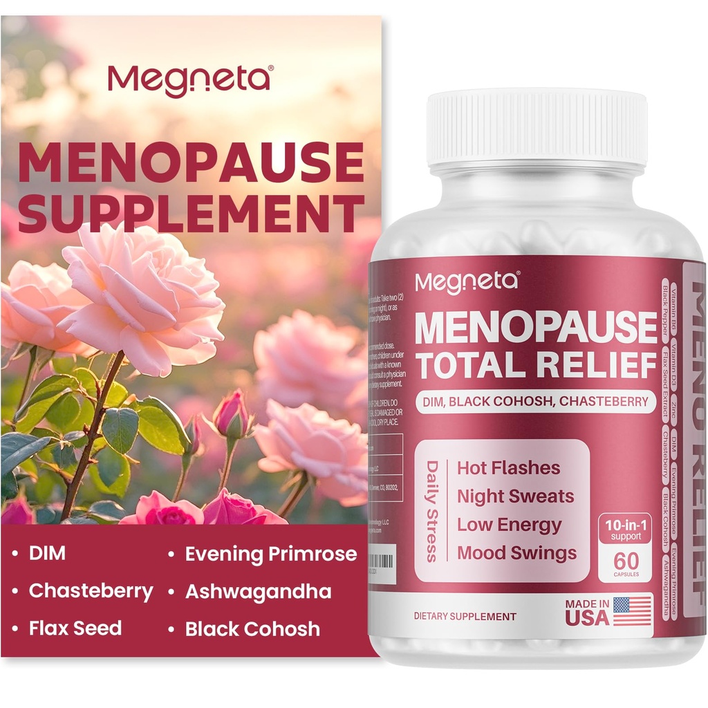 Menopauza Doplňky pro ženy, Podpora Hot Flashes & Night Sweats, s Black Cohosh, DIM & Evening Primrose, Hormonální bilance & Mood Podpora - 60 Kapsle