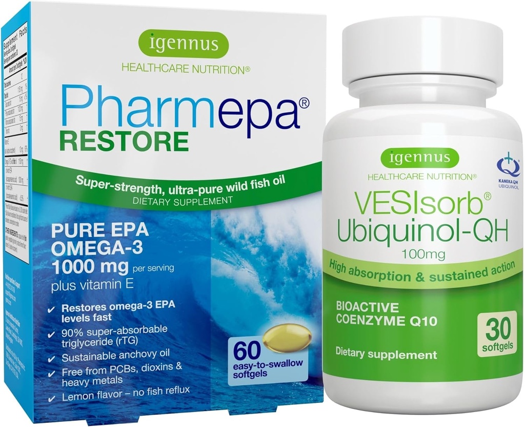 Pharmepa Resore EPA & VESIsorb Ubiquinol- QH CoQ10 Heart Health Bundle, by Igennus