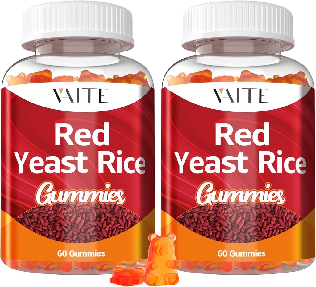 VATITE červená kvasnice rýže s Coq10 žvýkačky - 1200 mg RYR Synergy Organic Supplement s Coenzym Q10 Monacolin K, Non- GMO & Citrinin Volný bylinný Vegetariánské Žvýkačky 60 Počet (2 balení)