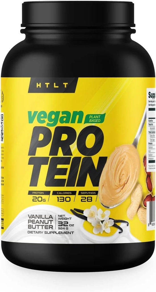Veganský protein podle HTLT CLANE124; rostlinný protein Powder CLANE124; pea & Rice Protein Powder Blend CLANE124; pro vysoce proteinové třepačky a pečivo, (vanilkové arašídové máslo)