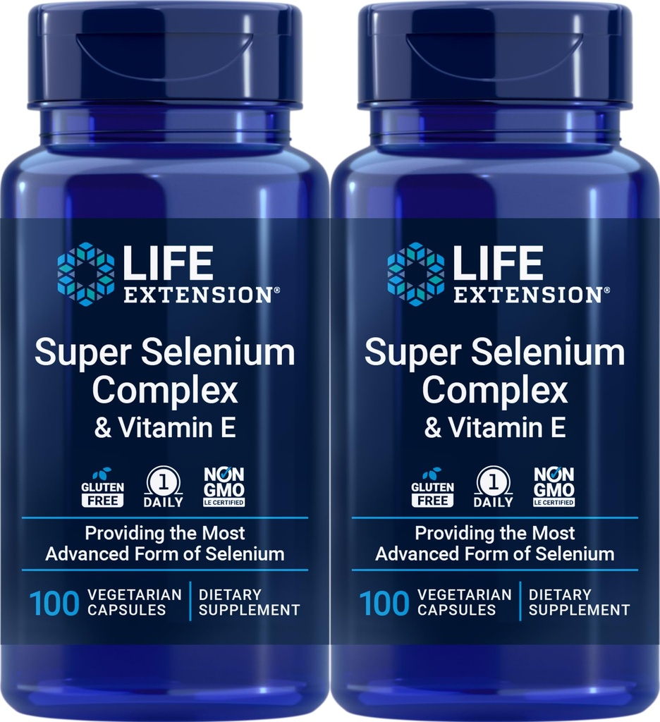 Life Extension Super Selen Complex 200 mcg & Vitamin E, 100 Veg Caps (Balení po 2)
