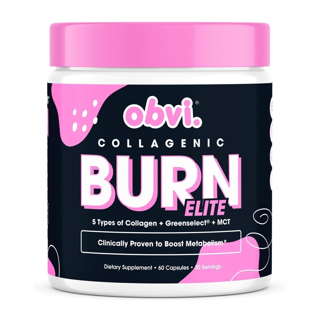 Obvi Burn Elite CLANE124; Podporuje metabolismus Boost, Energie, a Focus CLANE124; Dodatek s kolagen a zelený čaj CLANE124; Podporuje zdravé vlasy, kůže, nehty, a spony CLANE124; 60 Kapsle, 30 Služeb