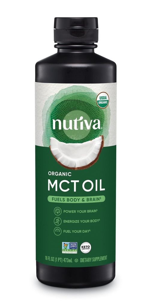 Nutiva Organic MCT Olej, Kosher, Keto Friendly, USDA Certified Organic, Non- GMO, 16 Fluid Ounce (balení po 1)
