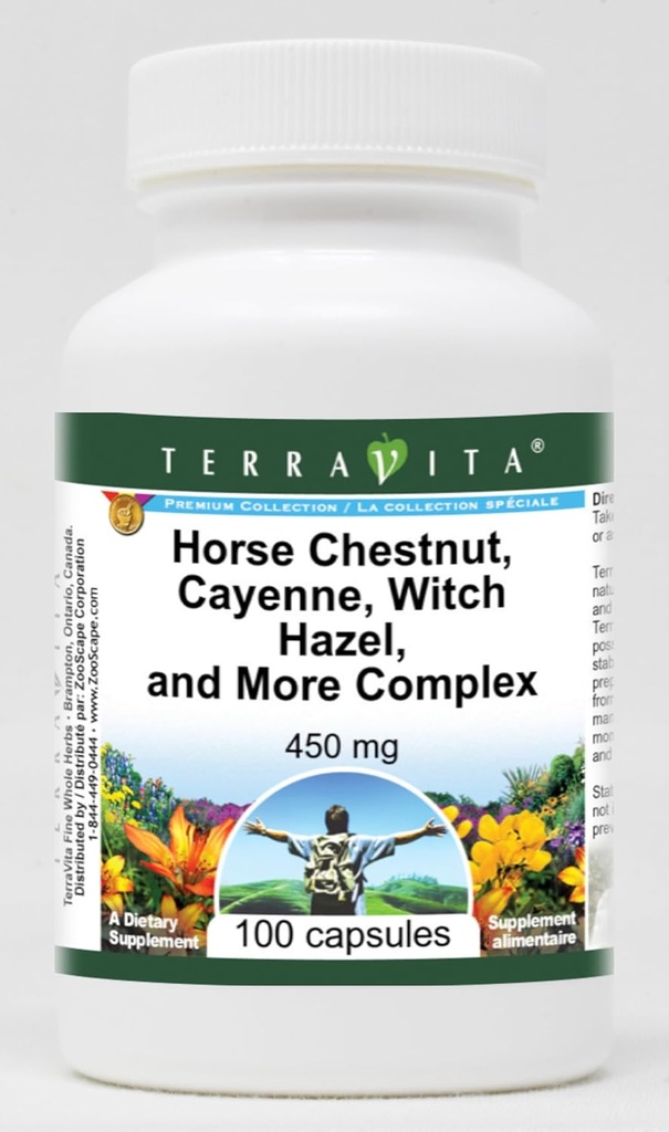 Terravita Horse Chestnut, Cayenne, Witch Hazel, and More Complex - 450 mg (100 tobolek, ZIN: 517073)