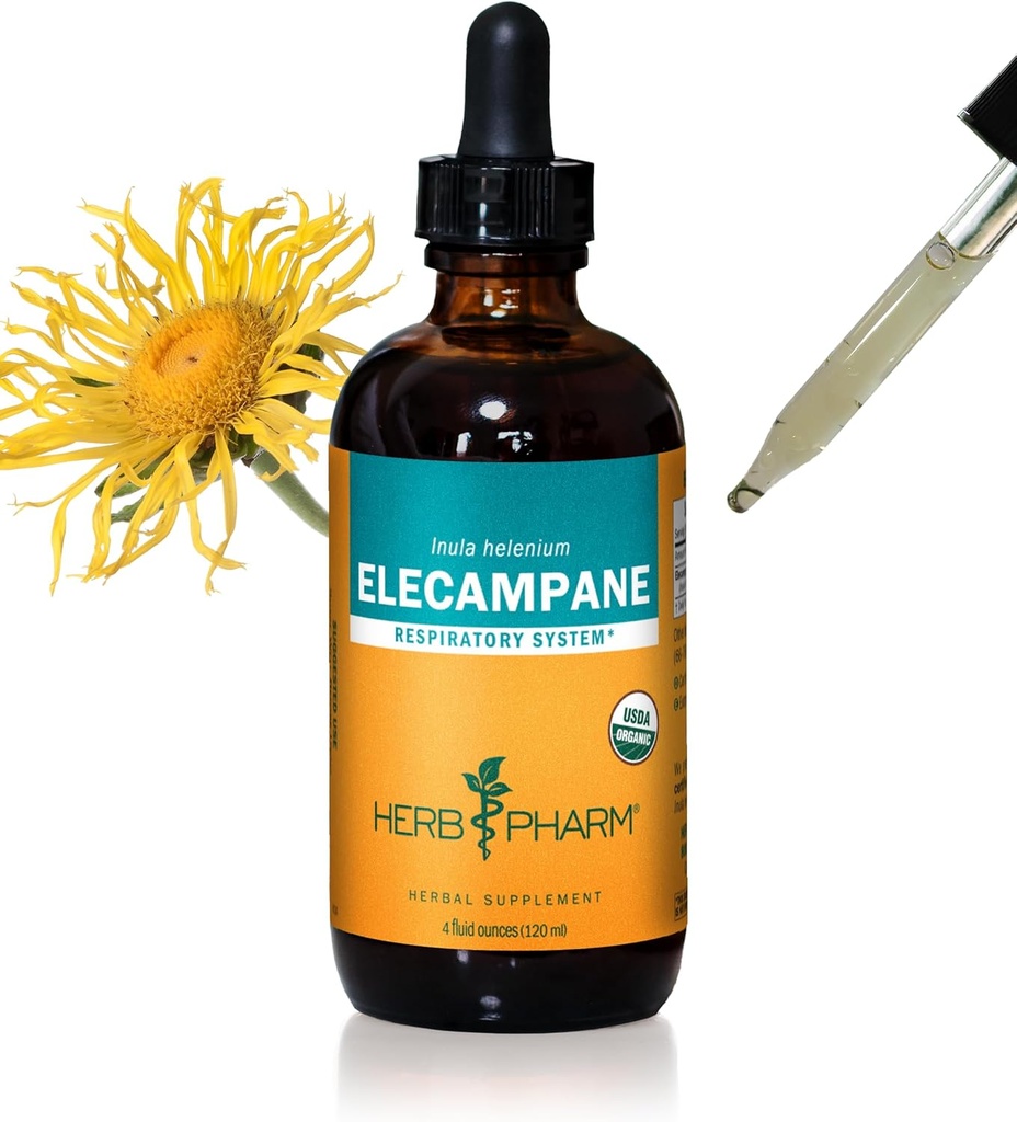 Herb Pharm Certified Organic Electempane Liquid Extract for Respirační systém Support - 4 Ounce