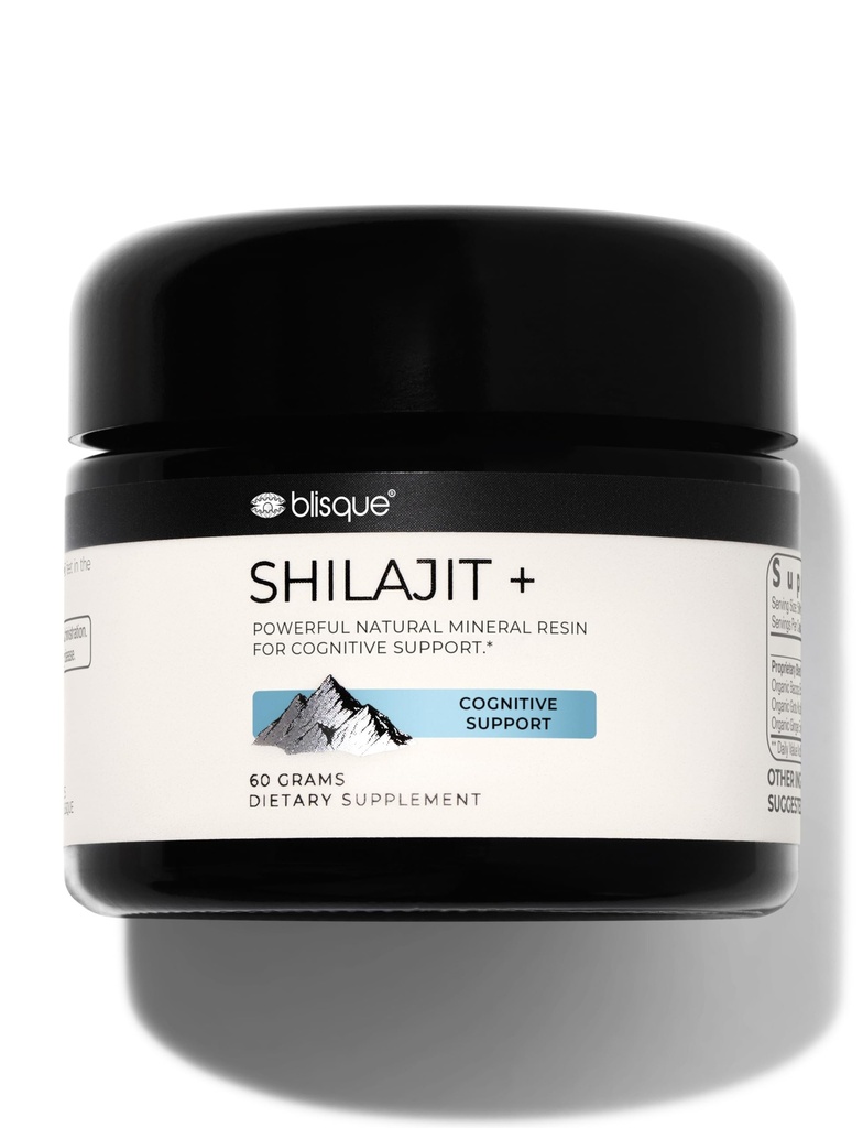 Blisque - Čisté Himalájské organické Shilajit Resin dodatek 124; pro kognitivní podporu 124; s Organic Bacopa a Gotu Kola dura124; Authentic a Natural Dura124; 60 Grams