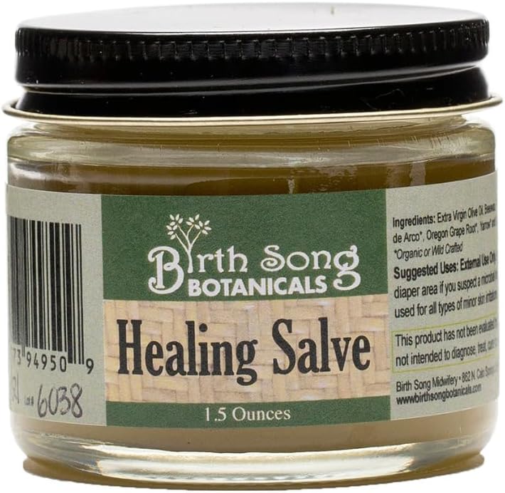 Narození Song Botanicals Bylinné léčení Salve První pomoc Omáčka, Bylinné podráždění kůže Salve, 1.5oz Jar