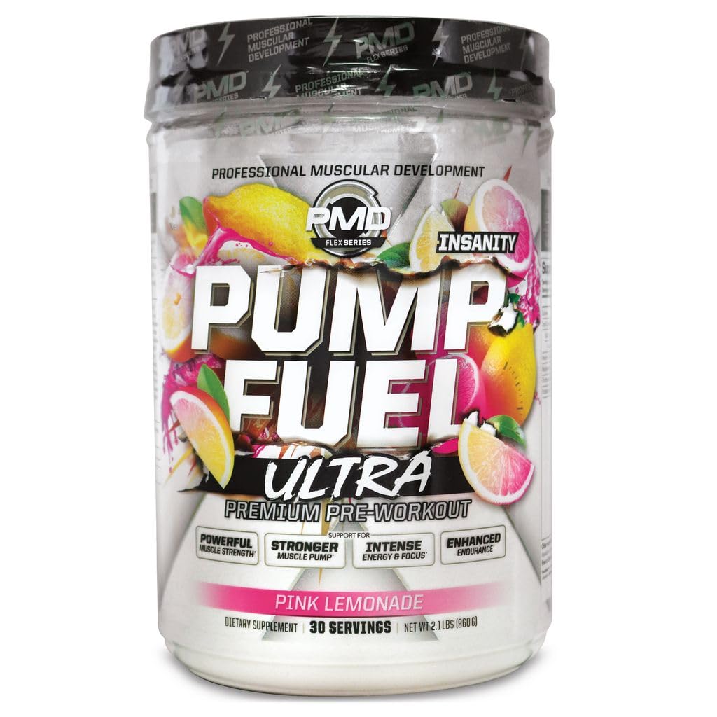 PMD Sportovní čerpadlo Palivo Ultra Insanacy - Premium Pre Workout Powder & Muscle Pump, Větší zaměření, Vytrvalost & Recovery, Premium Creatin, Arginin & Beta Alanin - Pink Lemonade (30 Služeb)