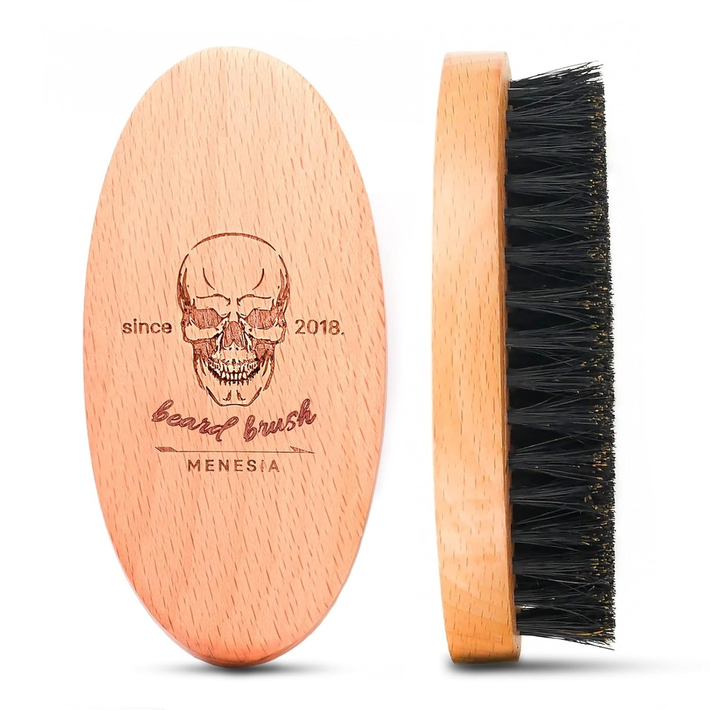 Kachna Bristle vlasy vousy kartáč pro muže, Pocket Travel Men 's Wooden malé měkké vousy kartáč (Lebka)
