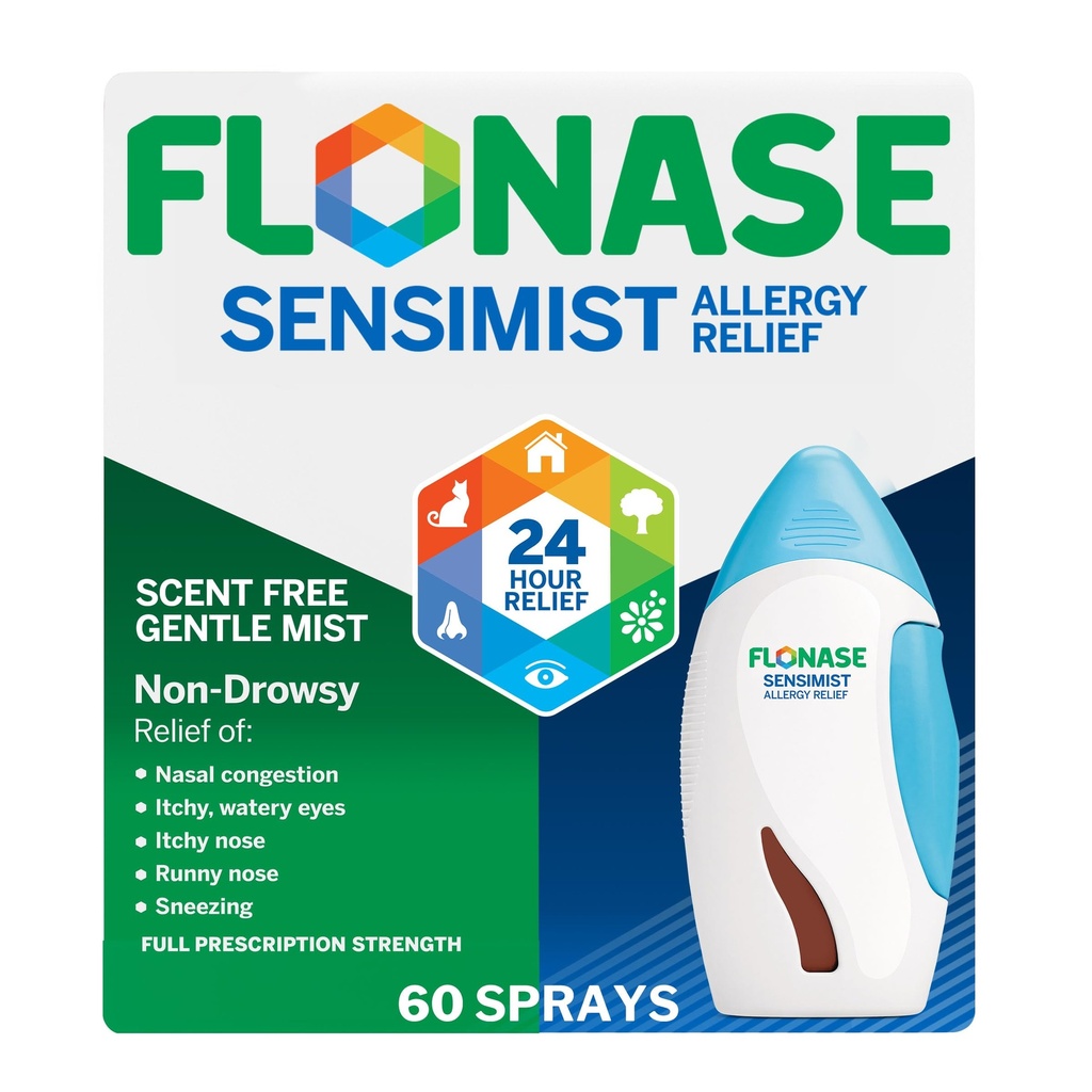 Flonáza Sensimist Alergics Relief Nasal Spray pro Non- Drowsy, 24- Hodinové Multi- Symptomy Alergie Relief - 60 Spray