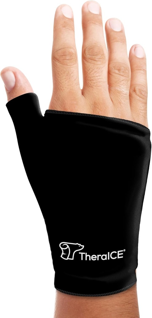 TheraICE wrist Ice Pack Wrap Thumb Brace pro obě ruce pro teplou a studenou terapii - Reuse Soft Gel Glove for Injuries, Carpal Tunel, Artritis, De Quervain 's Tenosynovitis - Fits Men - L / XL