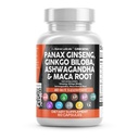 Čisté Nutracuticals Panax Ginkseng Ginkgo Biloba Ashwagandha Maca Root - Focus Doplněk pilulky pro ženy a muže s Pine Bark Extract, Česnek, a Saw Palmetto - 60 Caps
