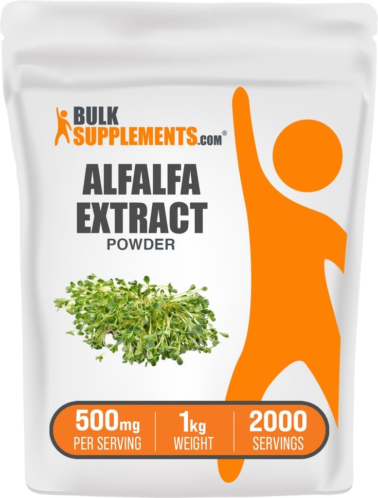 BulkSupplements.com Alfalfa Extract Powder - Alfalfa Supplement, Green Superfood Powder - Vegan & gluten Free, Zelené doplňky - 500 mg na Serving, 1kg (2,2 lbs) (Balení po 1)